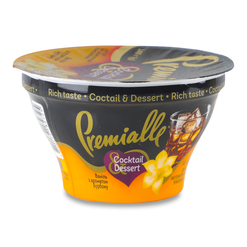 Десерт кисломолочний Соcktail&Dessert Ваніль з ароматом Бурбону 9% 140г стакан Premialle
