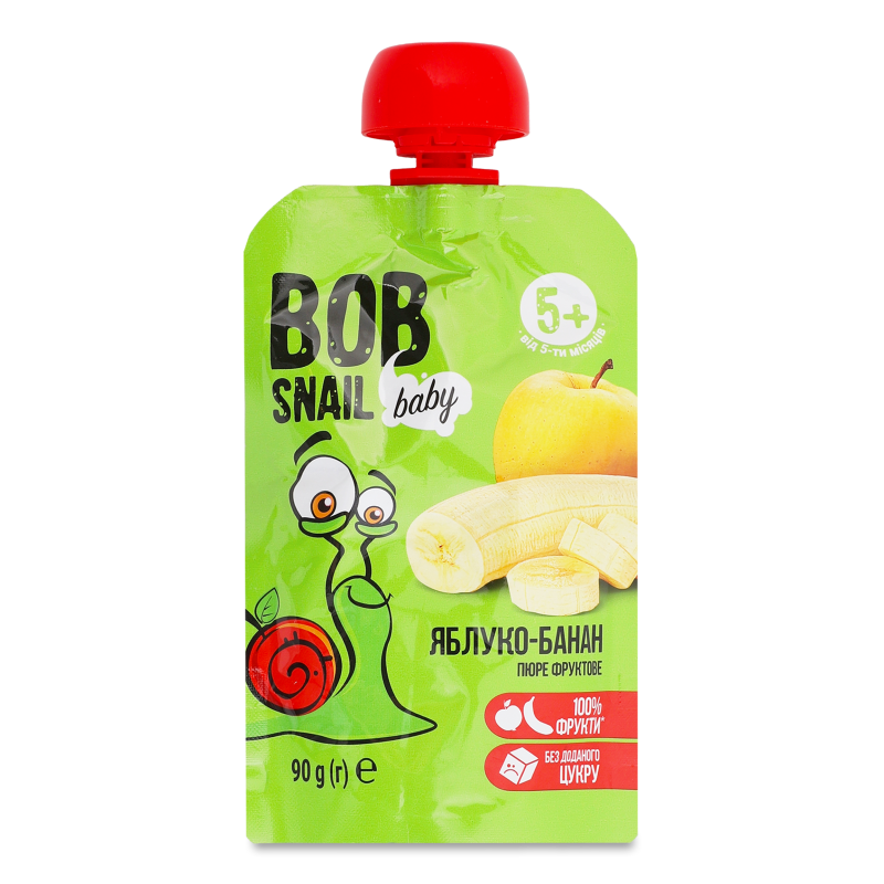 Пюре дитяче Яблуко-банан від 5місяців 90г пауч Bob Snail