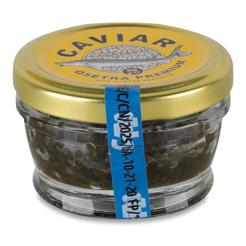 Ікра осетрова чорна зерниста 50г скло Преміум