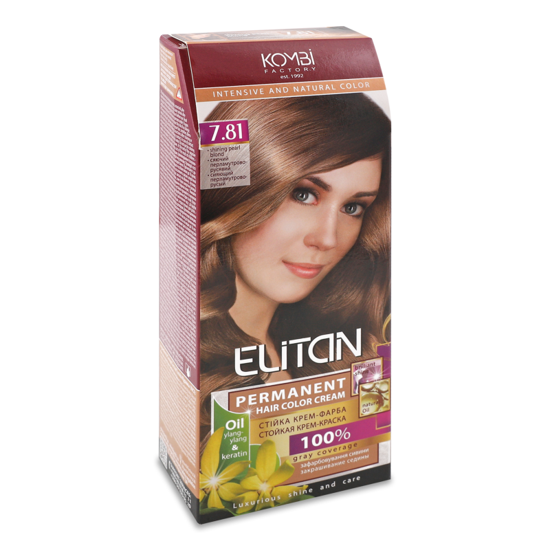 Крем-фарба д/волосся 7.81 сяючий перламутрово-русявий Elitan