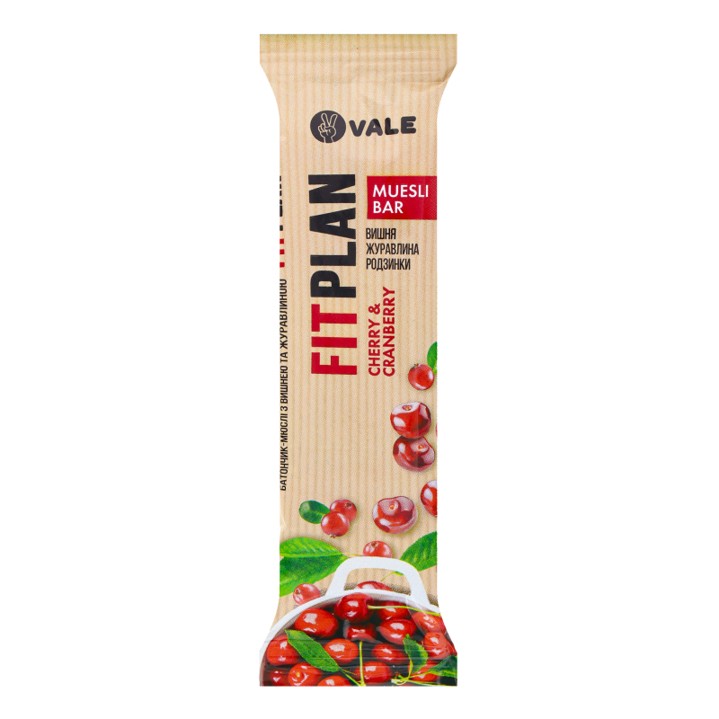 Батончик-мюсли с вишней и клюквой Fitplan Vale м/у 30г Vale ...