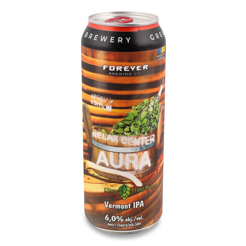 Пиво Relax Center Aura Vermont IPA світле нефільтроване 6% 0,5л ж/б Forever