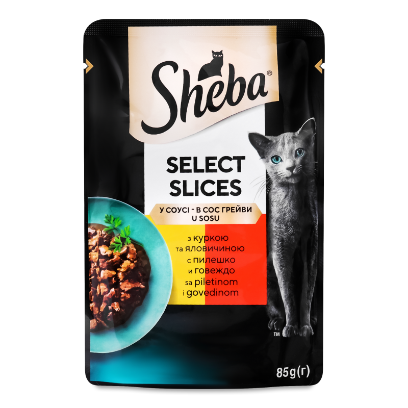 Корм д/котів з куркою та яловичиною в соусі 85г пауч Sheba