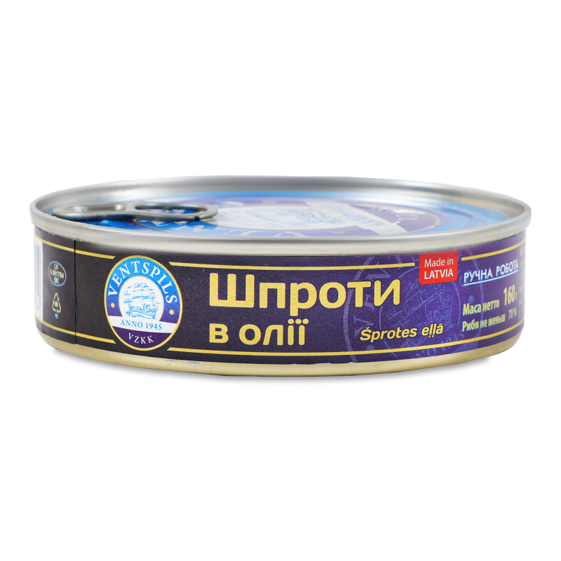 Шпроти в олії 160г ж/б з ключем Вентспілс