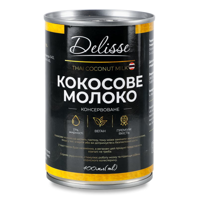 Молоко кокосове 17% 400г ж/б Delisse