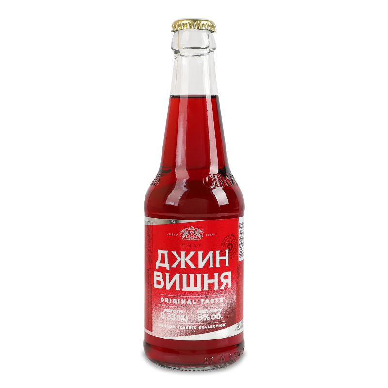 Напій слабоалкогольний Джин Вишня сильногазований 8% 0,33л скло Оболонь