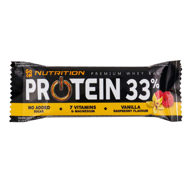 Батончик глазурований з ванільно-малиновим смаком Protein 33% Go On Nutrition м/у