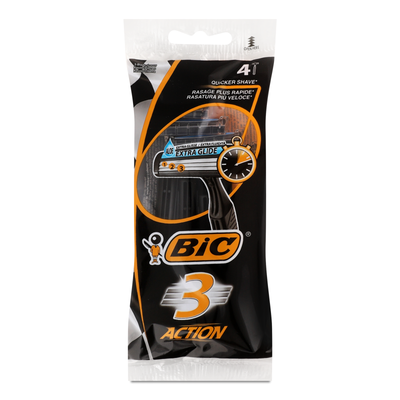Станок д/гоління 3 Екшн одноразовий 4шт Бік