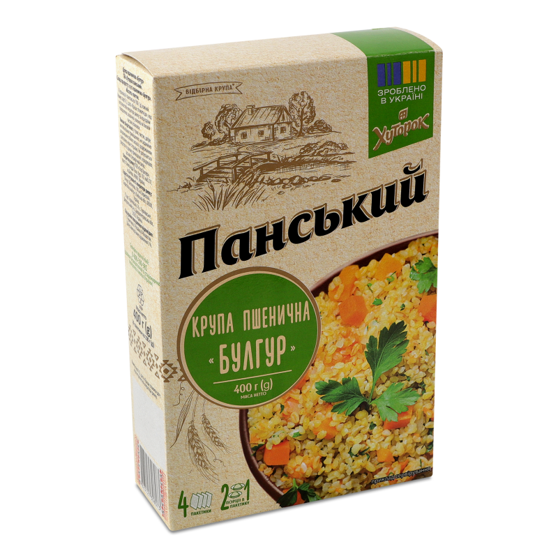 Крупа пшенична Булгур 4*100г пакет Хуторок панський