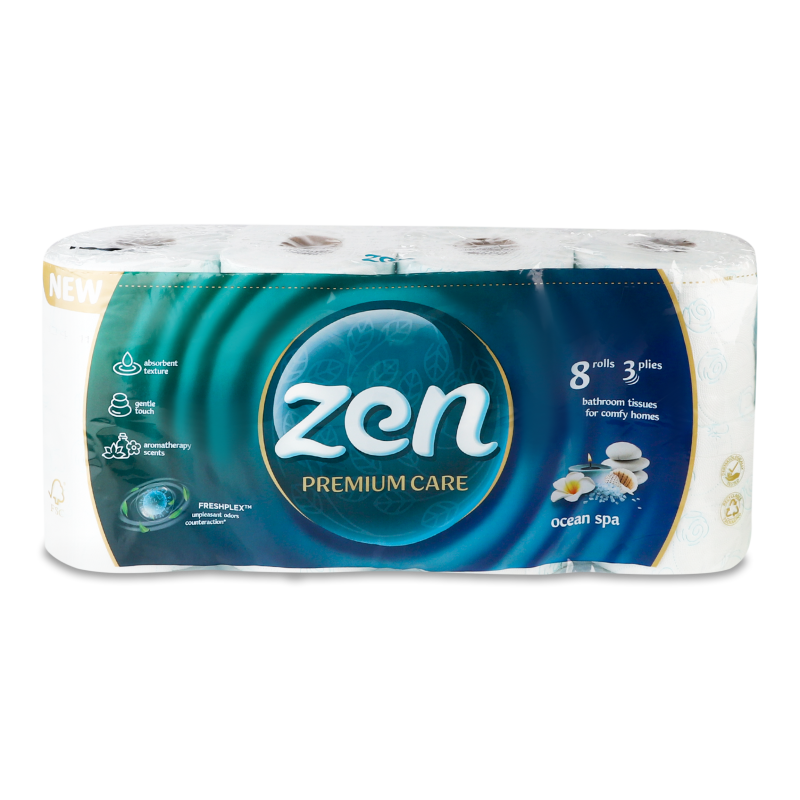 Папір туалетний Premium Ocean SPA 3шари 8шт ZEN