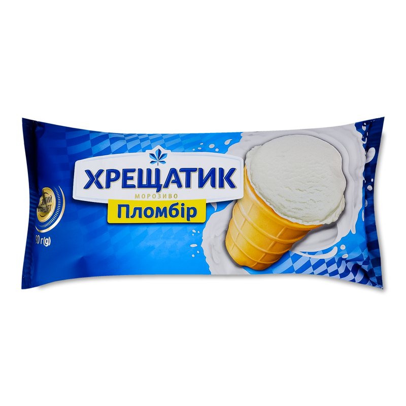 Морозиво Пломбір вафельний стакан 90г Хрещатик