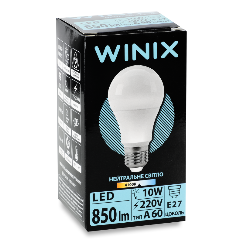 Лампа світлодіодна LED A60 220V 10w E27 4100K Winix