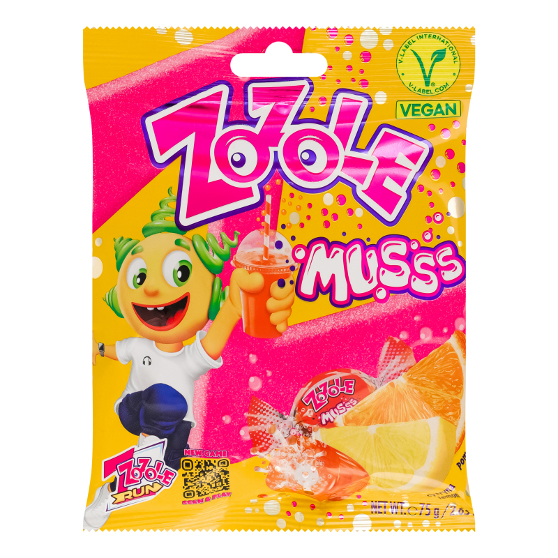 Карамель з шипучою начинкою зі смаком лимона та апельсина Musss Zozole м/у