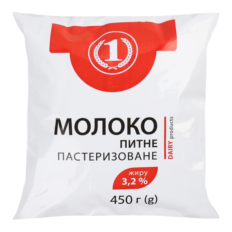 Молоко 3.2% пастеризоване ТМ "1" м/у