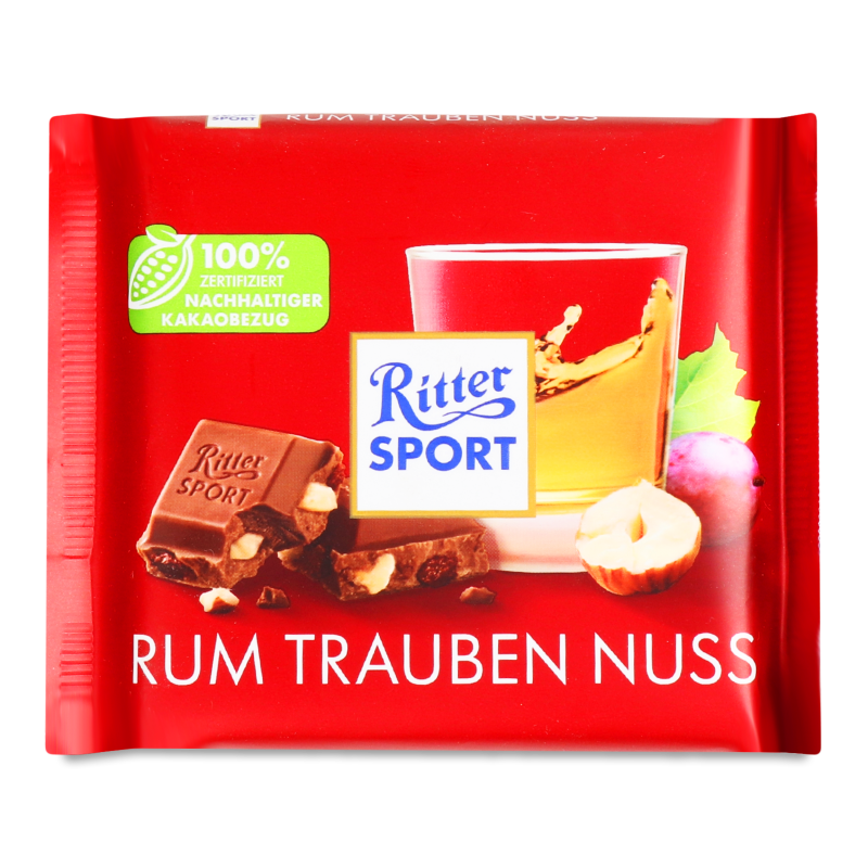 Шоколад Rum Trauben Nuss молочний 100г Ritter Sport