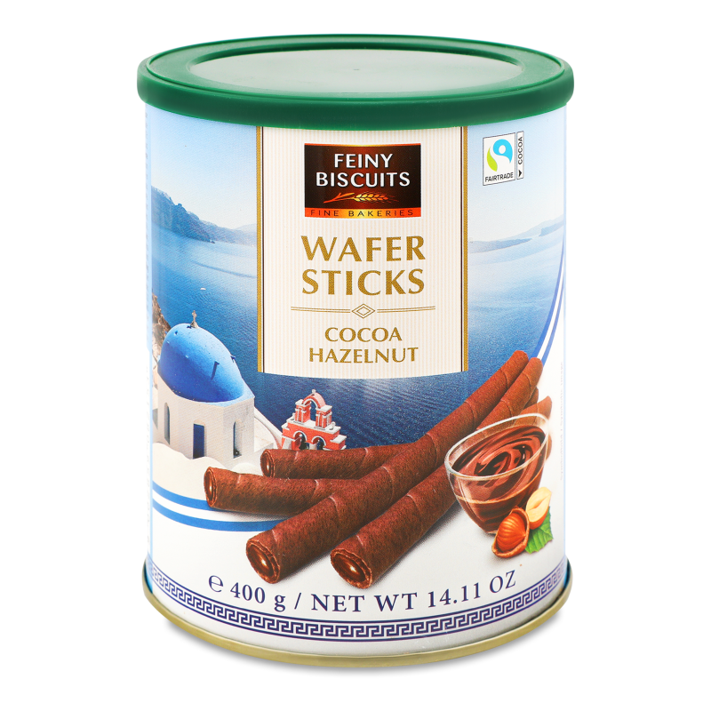 Трубочки вафельні з какао та лісовим горіхом 400г Файні Бісквітс