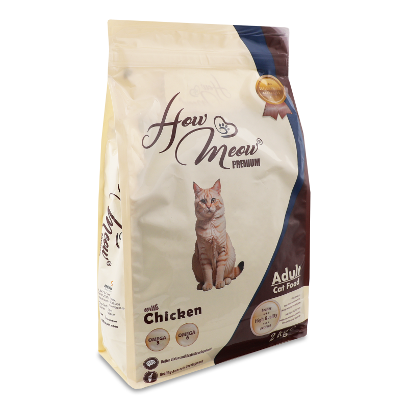 Корм д/дорослих котів з куркою сухий 2кг How Meow
