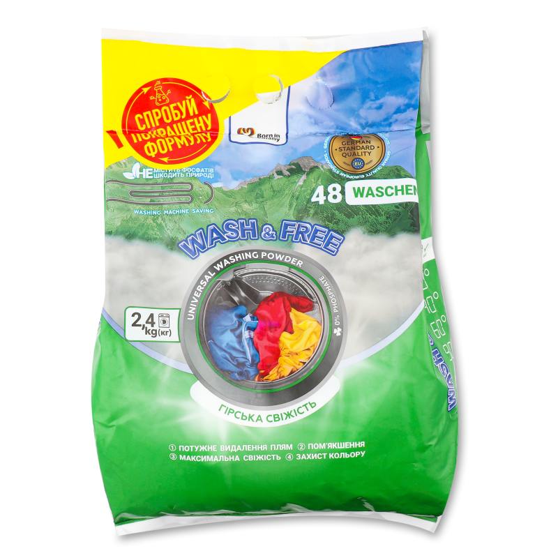 Порошок пральний Гірська свіжість універсальний 2,4кг Вош енд Фрі