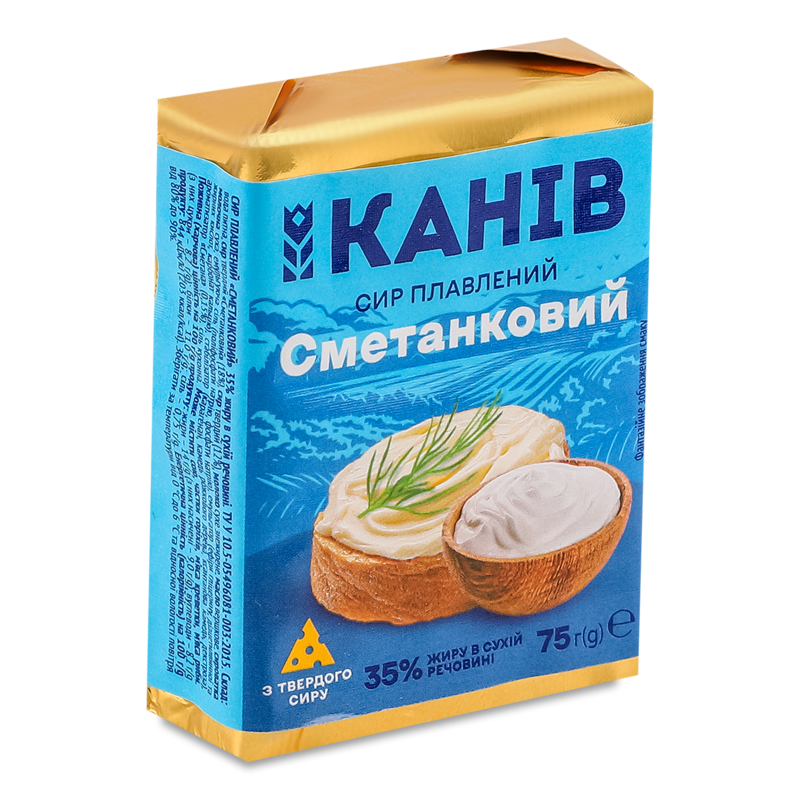 Сир плавлений Сметанковий 35% 75г Канів 1971