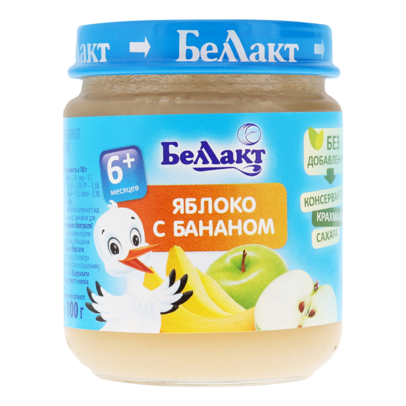 Пюре для дітей від 4міс Яблуко-банан Беллакт с/б