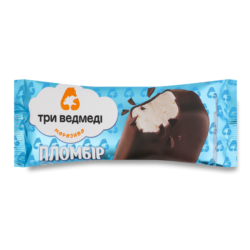 Морозиво Пломбір на вершковому маслі глазуроване ескімо 70г Три ведмеді