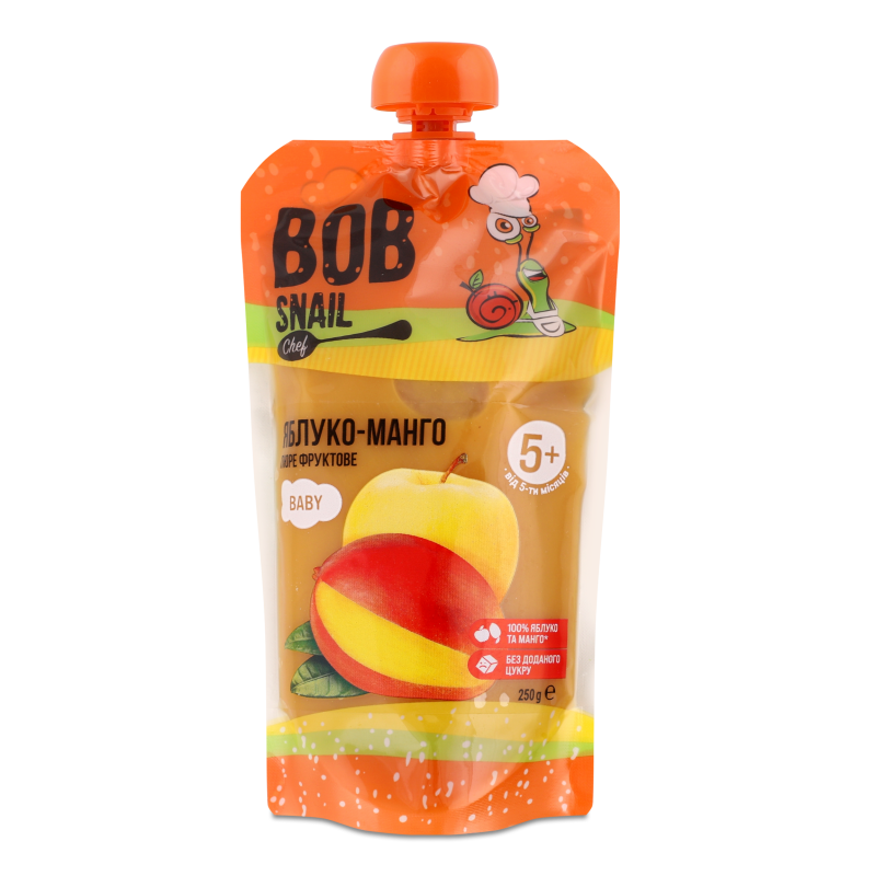 Пюре фруктове Яблуко-манго від 5місяців 250г пауч Bob Snail