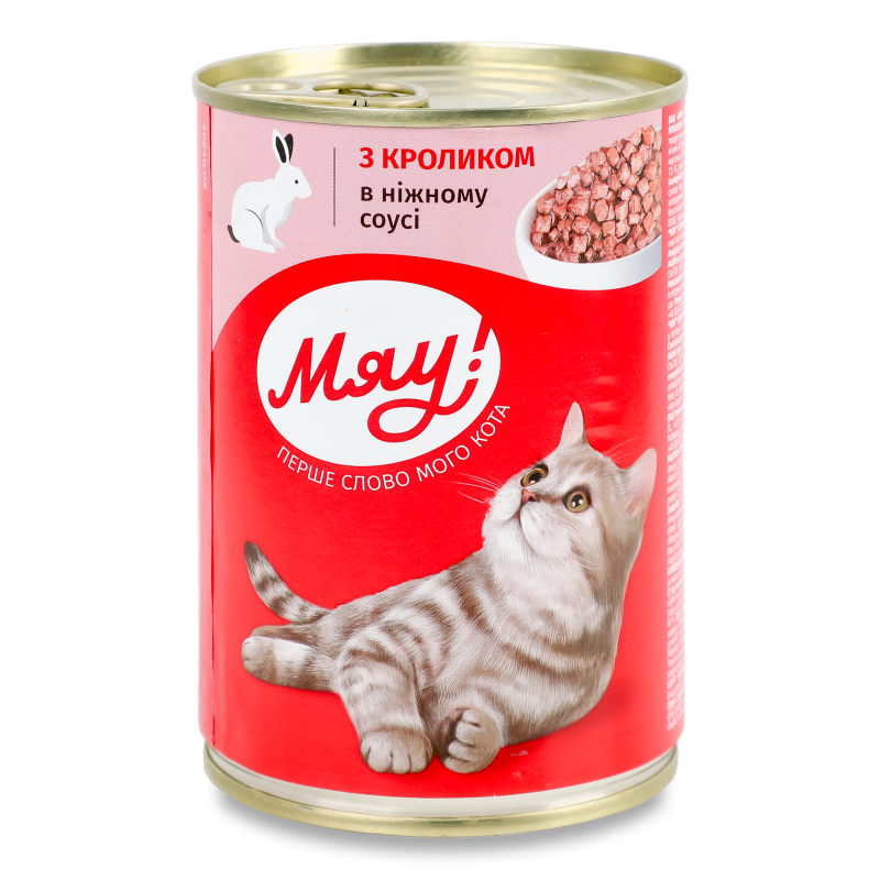 Корм д/котів Кролик в ніжному соусі 415г ж/б Мяу!