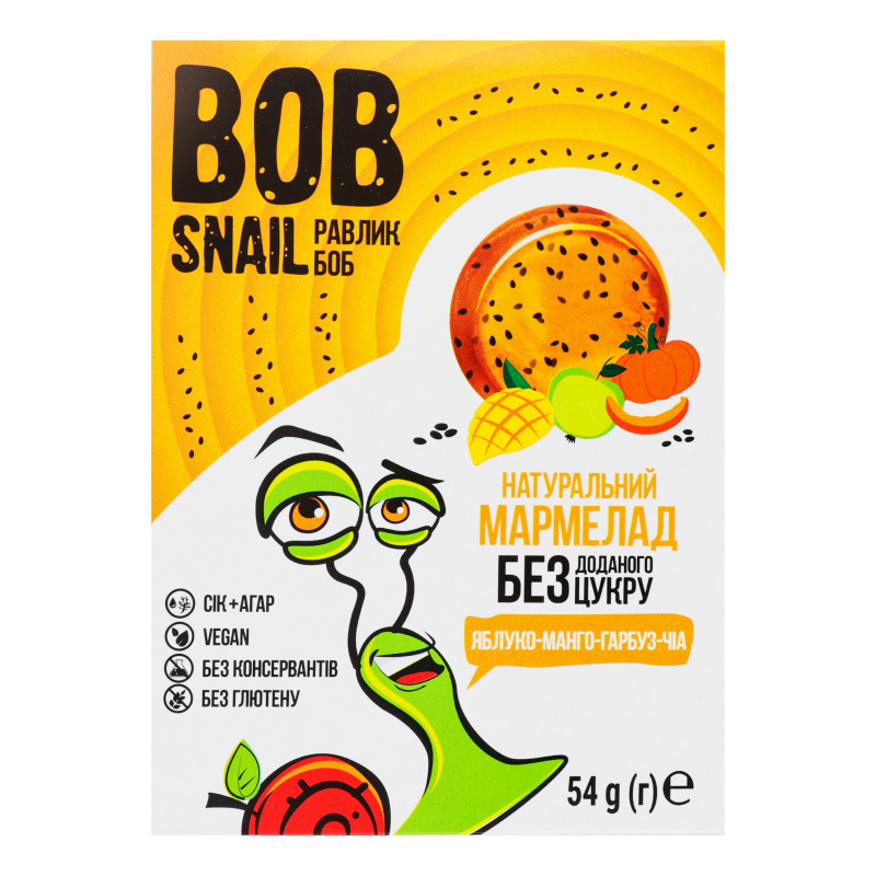 Мармелад натуральний Яблуко-манго-гарбуз-чіа Bob Snail к/у