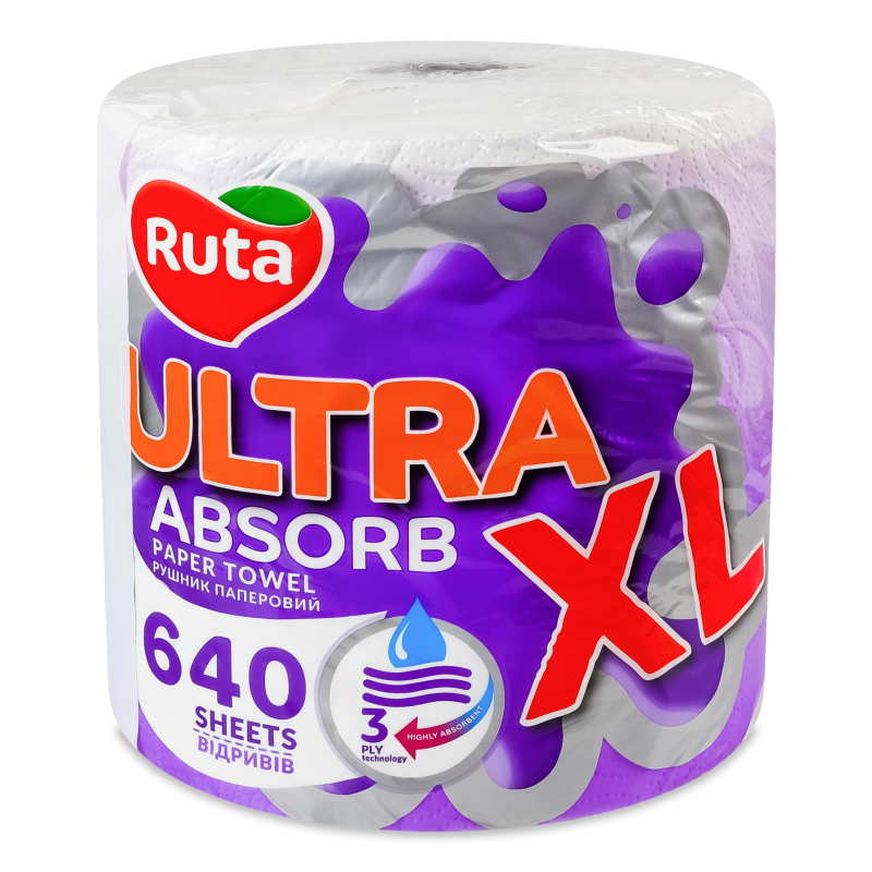Рушники паперові XL Ultra absorb білі 3шари 640відривів 1шт Ruta