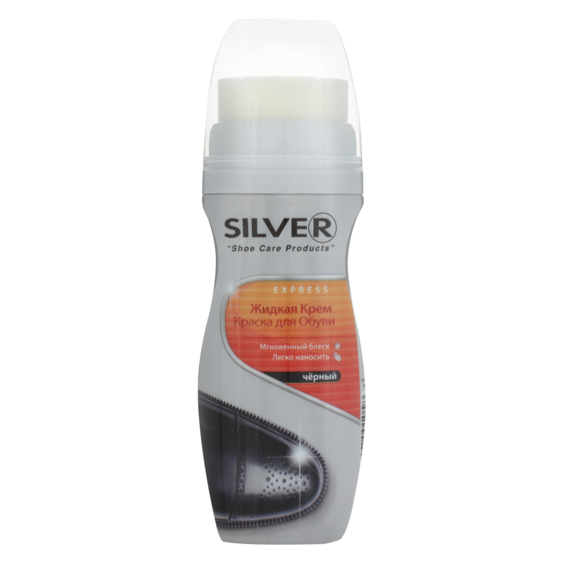Крем-краска для обуви Silver premium, пластиковая туба, 75мл, жидкая, с воском, черный, ш/к 01058 (8690757001058)