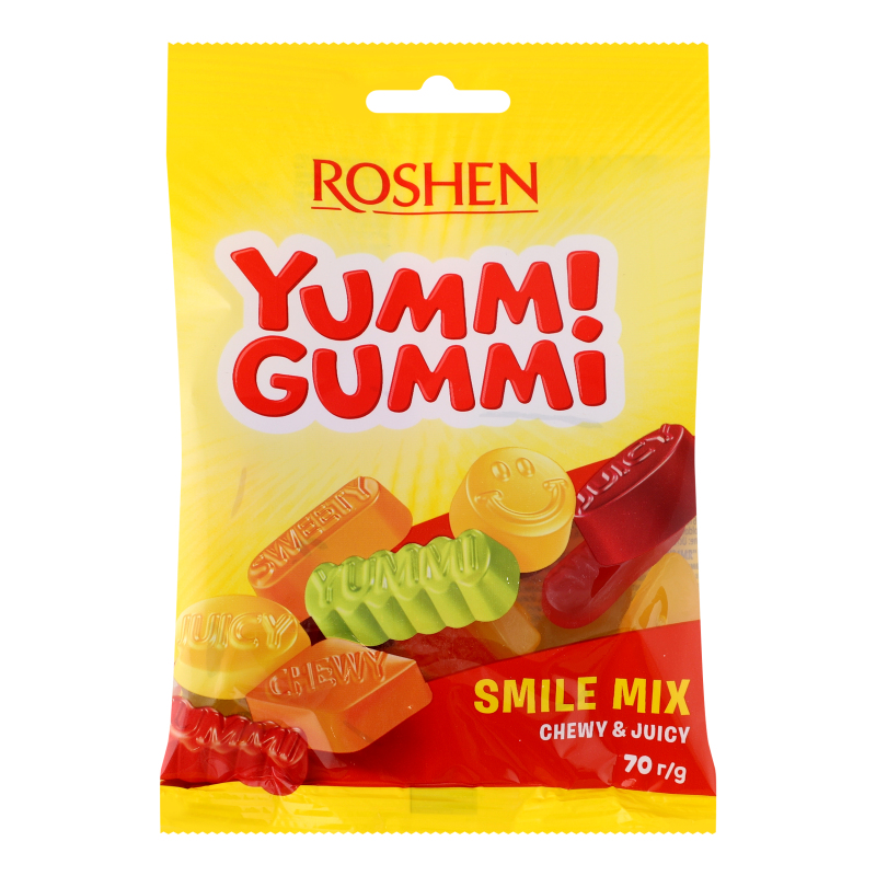 【みみ40g23個・フェイスクリーム20個】 Конфеты желейные Smile Mix Yumm! Gummi Roshen м/у 70г Roshen