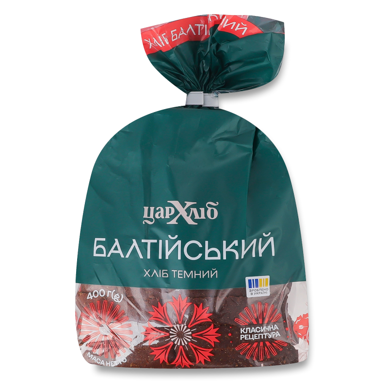 Хліб Балтійський темний половинка нарізаний скибками 400г плівка Цар хліб