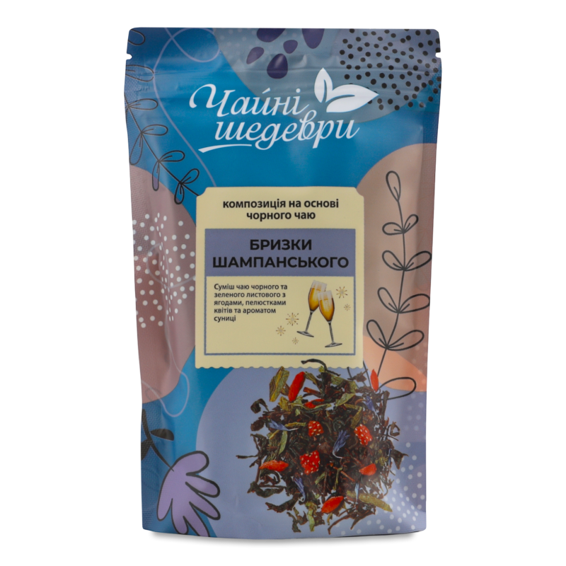 Чай Бризки шампанського чорний та зелений листовий 60г Чайні шедеври