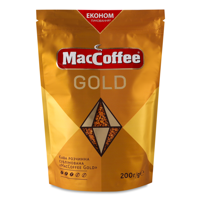Кава Gold розчинна сублімована 200г економ пакет MacCoffee