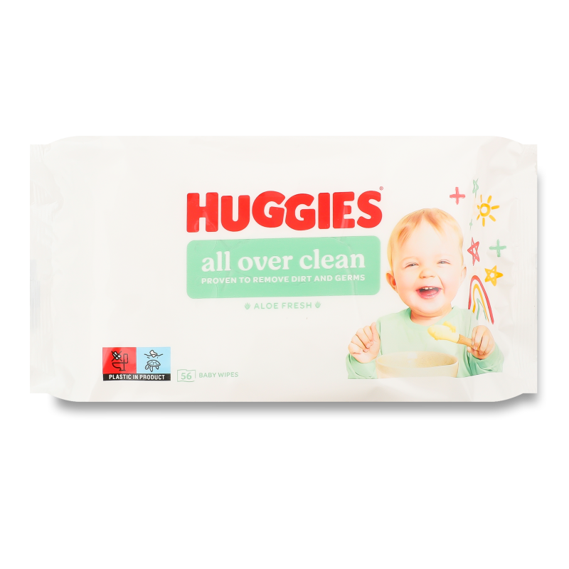 Серветки вологі Ол Овер Клін 56шт Хаггіс