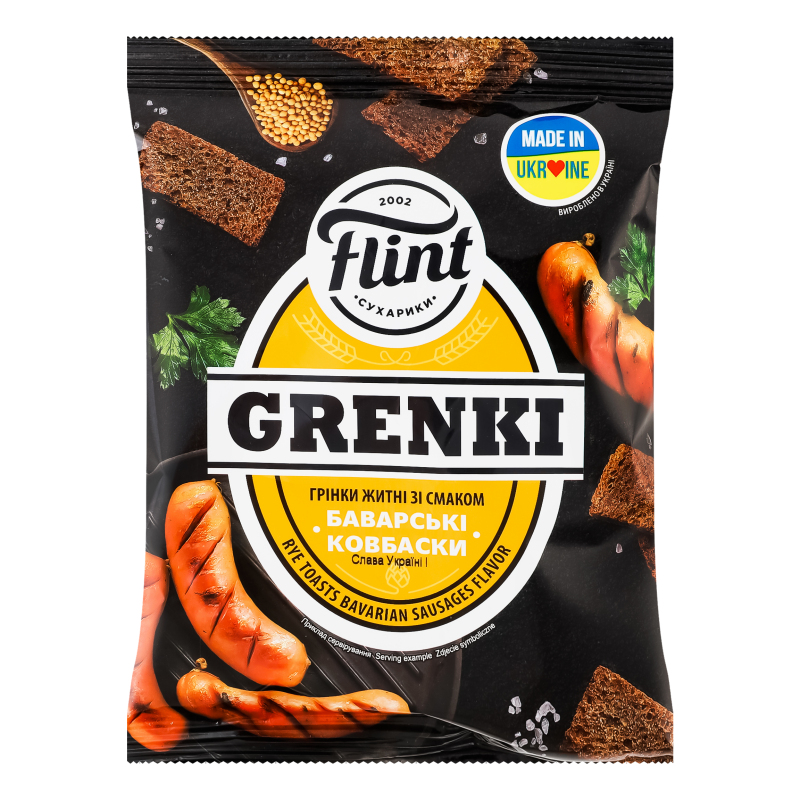 Гренки ржаные Баварские колбаски Grenki Flint м/у 100г Flint ...