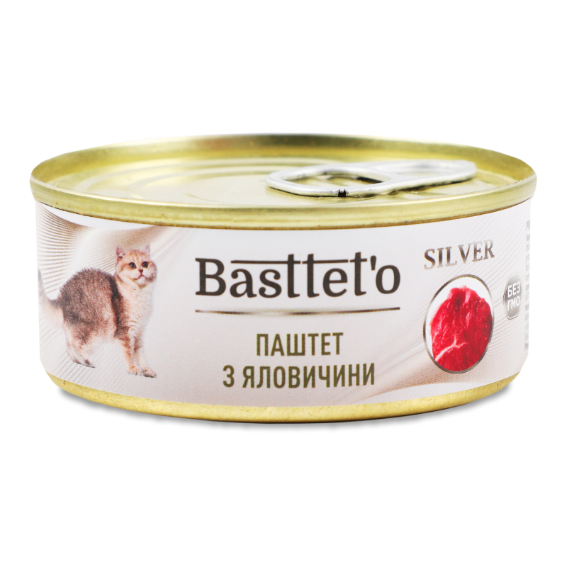 Корм д/котів Паштет з яловичини 85г ж/б Басттет”о