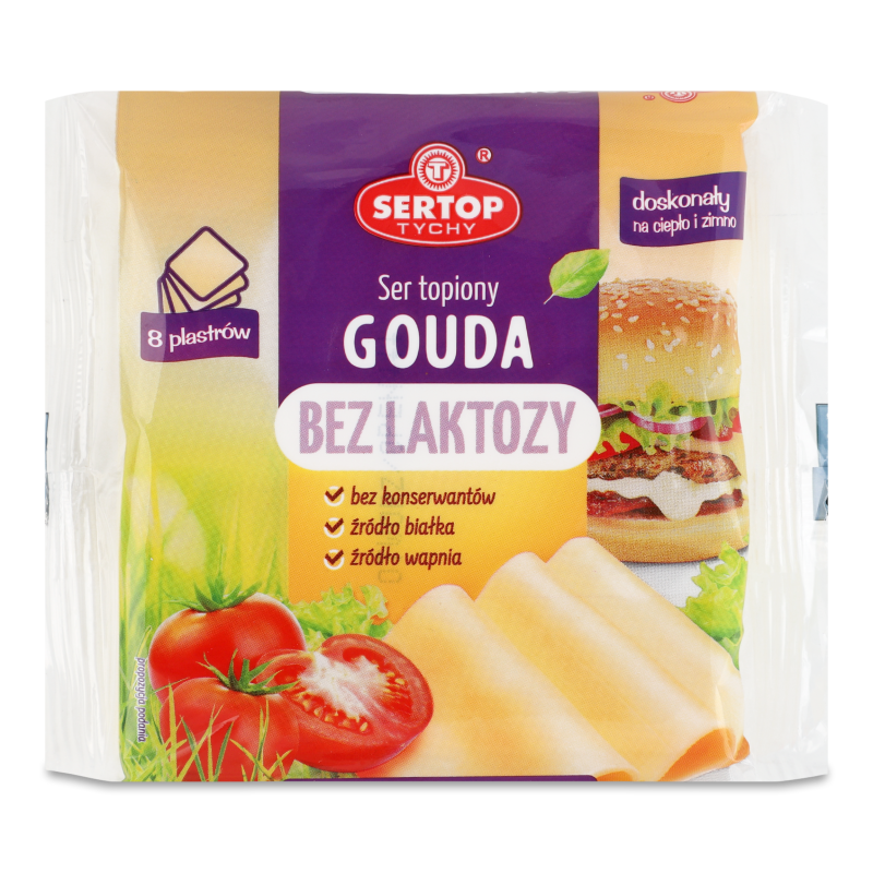 Сир плавлений Гауда безлактозний скибочки 40% 130г Sertop