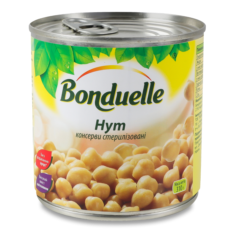 Нут консервований 310г ж/б з ключем Bonduelle