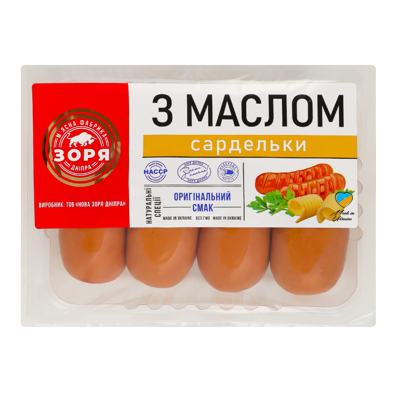Сардельки С маслом Зоря Дніпра 1с кг Зоря Дніпра: купить в