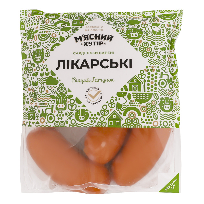 Сардельки варені Лікарські М'ясний хутір в/ґ кг