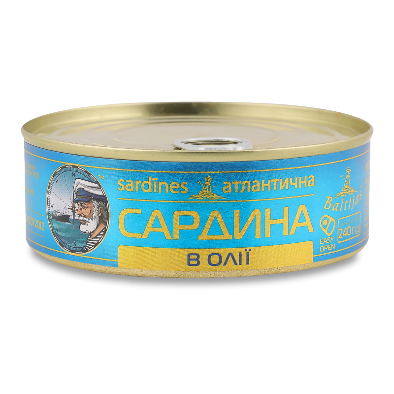 Сардина атлантична в олії 240г ж/б №3 з ключем Балтіас