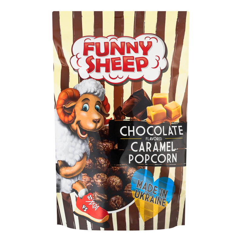 Попкорн в карамели со вкусом шоколада Funny Sheep д/п 90г Веселі