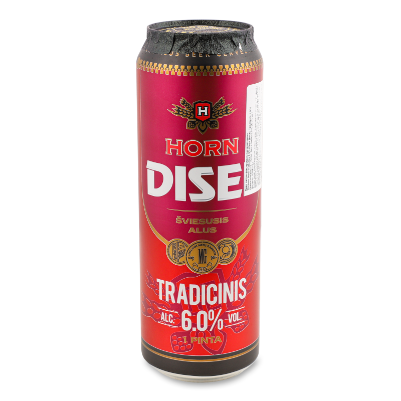 Пиво Tradicinis світле 6% 0,568л ж/б Horn Disel