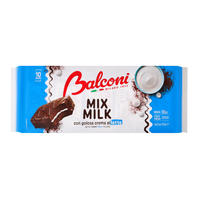 Бисквиты мини под шоколадной глазурью со сливками Mix Milk Balconi