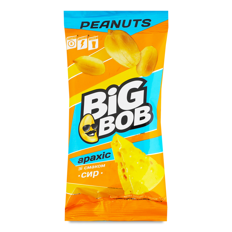 Арахіс смажений солоний з смаком сиру 60г Біг Боб