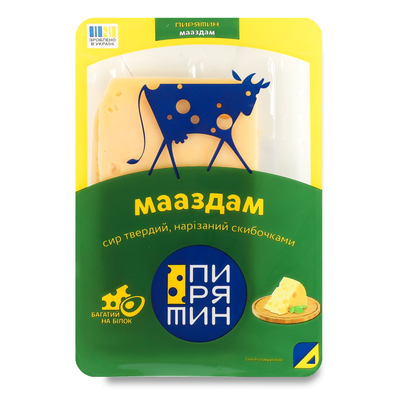 Сир Мааздам 45% нарізка 130г Пирятин