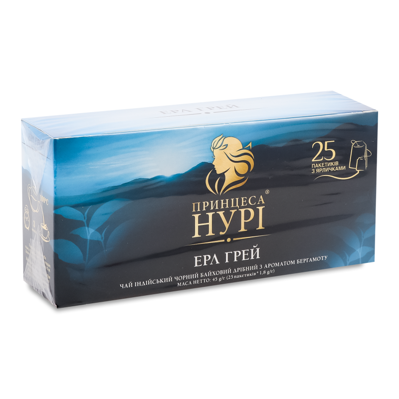 Чай Ерл Грей чорний байховий 25*1,8г з/я Принцеса Нурі