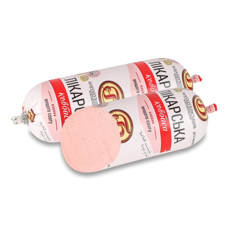 Ковбаса Лікарська варена в/г п/а 450г Богодухівський МК