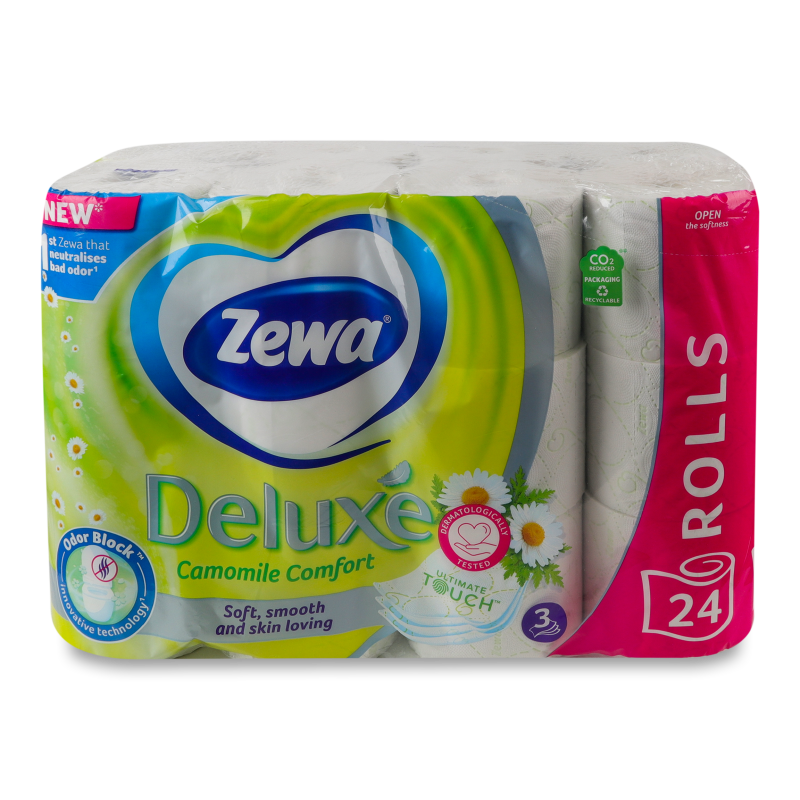 Папір туалетний Deluxe Ромашка 3шари 24шт Zewa